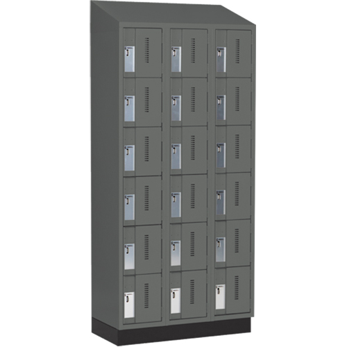 Concorde Heavy-Duty Lockers, 6 -tier, Bank of 3, 36" x 18" x 82", Steel, Charcoal, Welded (Assembled) Par Equipment