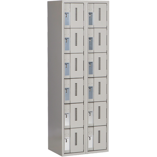 Concorde Heavy-Duty Lockers, 6 -tier, Bank of 2, 24" x 18" x 72", Steel, Grey, Welded (Assembled) Par Equipment