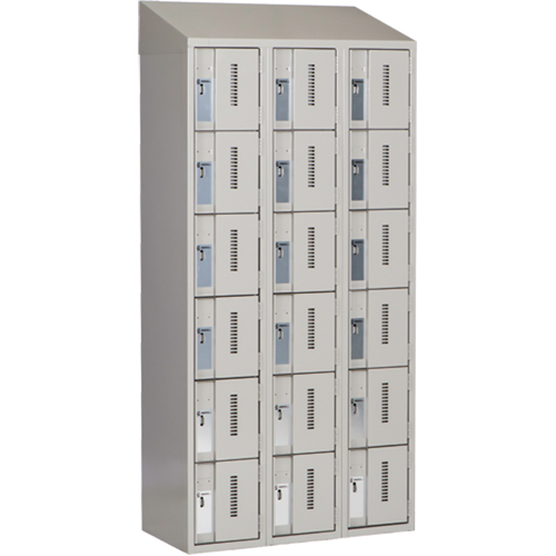 Concorde Heavy-Duty Lockers, 6 -tier, Bank of 3, 36" x 18" x 78", Steel, Grey, Welded (Assembled) Par Equipment