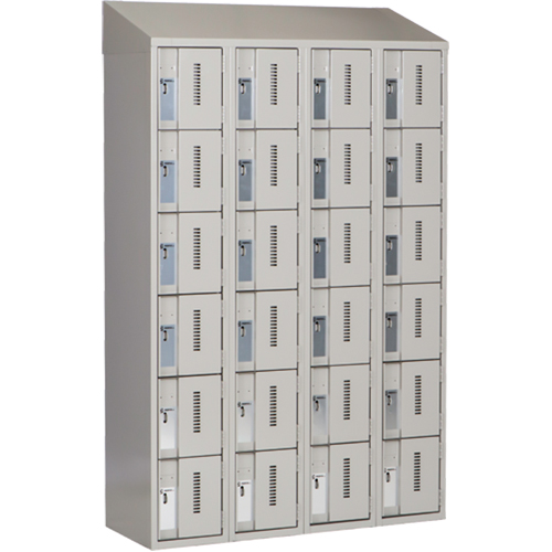 Concorde Heavy-Duty Lockers, 6 -tier, Bank of 4, 48" x 18" x 78", Steel, Grey, Welded (Assembled) Par Equipment