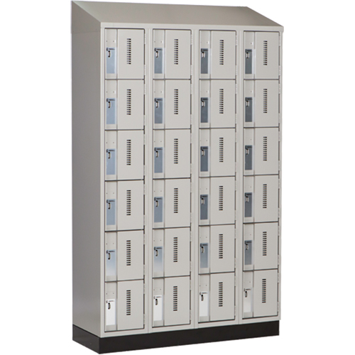Concorde Heavy-Duty Lockers, 6 -tier, Bank of 4, 48" x 18" x 82", Steel, Grey, Welded (Assembled) Par Equipment