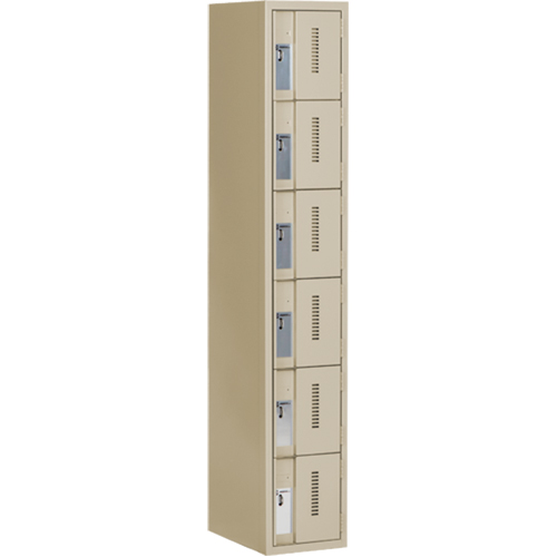 Casiers robustes Concorde, 6 niveaux, 12" x 18" x 72", Acier, Beige, Soud&eacute; (assembl&eacute;) Par Equipment
