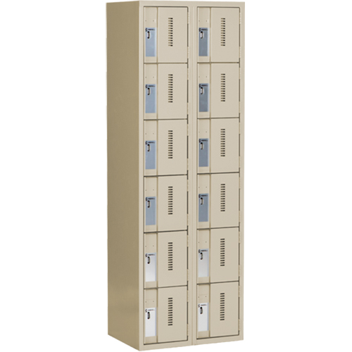 Casiers robustes Concorde, 6 niveaux, Bloc de 2, 24" x 18" x 72", Acier, Beige, Soud&eacute; (assembl&eacute;) Par Equipment
