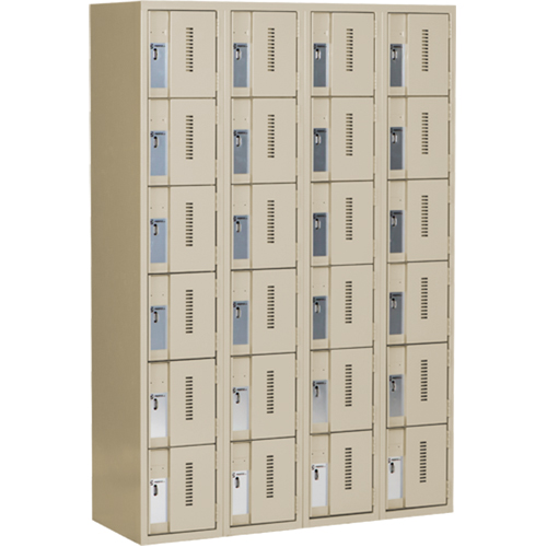 Concorde Heavy-Duty Lockers, 6 -tier, Bank of 4, 48" x 18" x 72", Steel, Beige, Welded (Assembled) Par Equipment