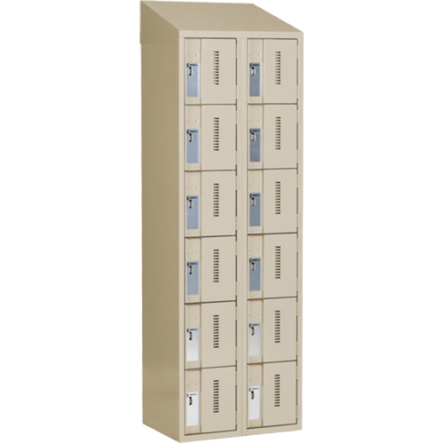 Concorde Heavy-Duty Lockers, 6 -tier, Bank of 2, 24" x 18" x 78", Steel, Beige, Welded (Assembled) Par Equipment