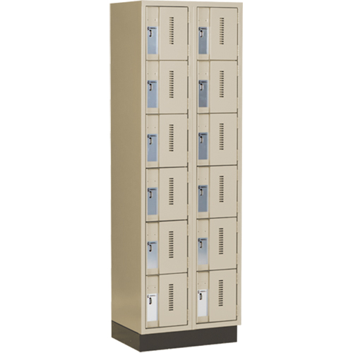 Concorde Heavy-Duty Lockers, 6 -tier, Bank of 2, 24" x 18" x 76", Steel, Beige, Welded (Assembled) Par Equipment
