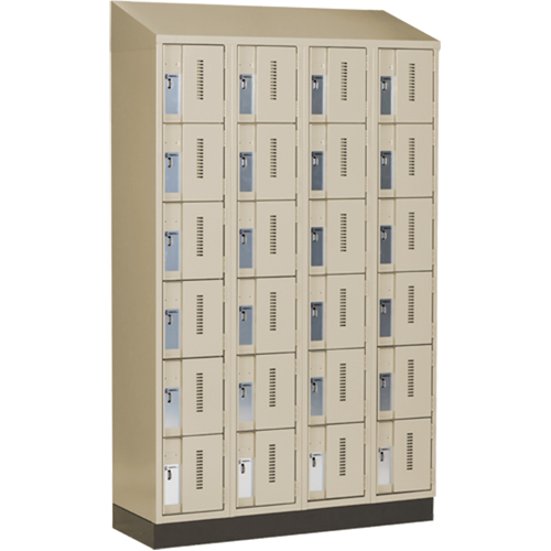 Concorde Heavy-Duty Lockers, 6 -tier, Bank of 4, 48" x 18" x 82", Steel, Beige, Welded (Assembled) Par Equipment