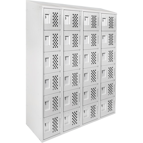 Assembled Clean Line Perforated Economy Lockers, 6 -tier, Bank of 4, 18" x 72" x 12", Steel Par Equipment