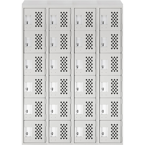 Assembled Clean Line Perforated Economy Lockers, 6 -tier, Bank of 4, 18" x 72" x 12", Steel Par Equipment