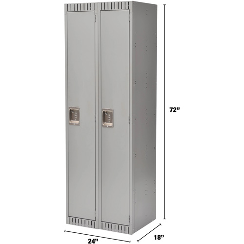 Lockers, Bank of 2, 24" x 18" x 72", Steel, Grey, Knocked Down Par Equipment