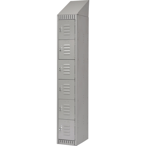 Lockers, 6 -tier, 12" x 18" x 82", Steel, Grey, Knocked Down Par Equipment