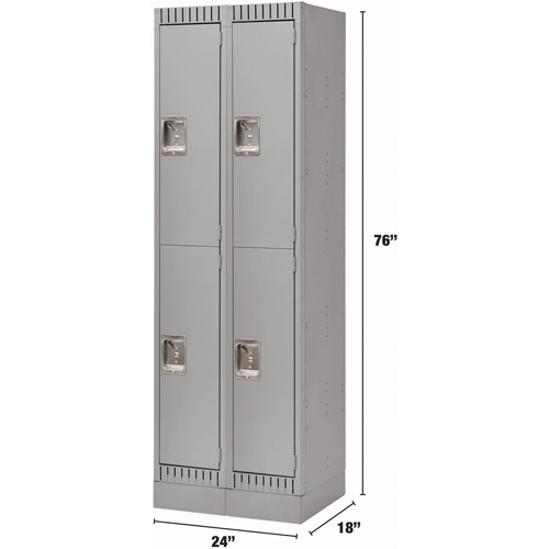 Casiers, 2 niveaux, Bloc de 2, 24" x 18" x 76", Acier, Gris, D&eacute;mont&eacute; Par Equipment