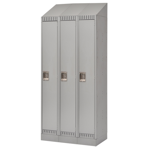 Lockers, Bank of 3, 36" x 18" x 86", Steel, Grey, Knocked Down Par Equipment