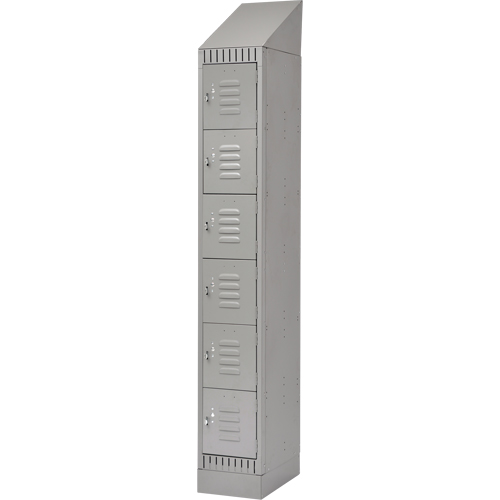 Lockers, 6 -tier, 12" x 18" x 86", Steel, Grey, Knocked Down Par Equipment