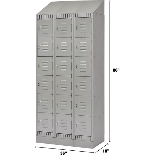 Casiers, 6 niveaux, Bloc de 3, 36" x 18" x 86", Acier, Gris, D&eacute;mont&eacute; Par Equipment