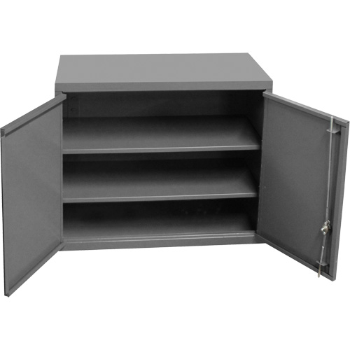 Armoire murale, 27" h x 13-11/16" la x 35-7/8" p, 2 tablettes, Acier, Gris Par Equipment