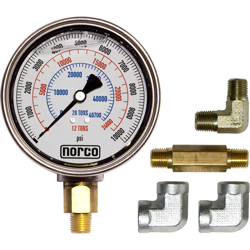 Hydraulic Gauge with Fittings, 4" , Bottom Mount, Analogue Par Equipment