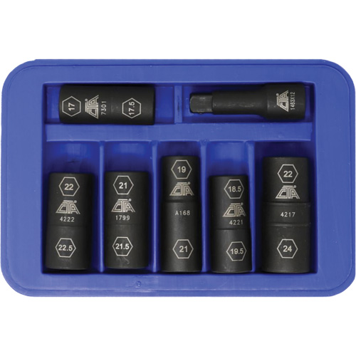 Half Metric Flip Socket Set, 7 Pcs, Impact, 1/2" Drive Size, Deep Par Equipment