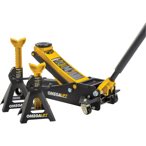 Magic Lift Service Jack & Jack Stands Combo Set, 3 Ton(s)/2.5 Ton(s) Capacity, 3-7/20" Lowered, 19-3/10" Raised, Manual Hydraulic Par Equipment