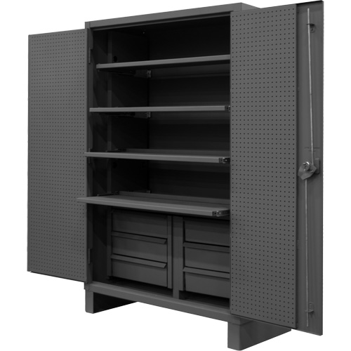 Extra Heavy-Duty Slide-Out Shelf Cabinet, Steel, 4 Shelves, 78" H x 48" W x 24" D, Grey Par Equipment