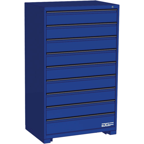 Armoire &agrave; tiroirs modulaire, 9 tiroirs, 36" la x 24" p x 60" h, Bleu Par Equipment