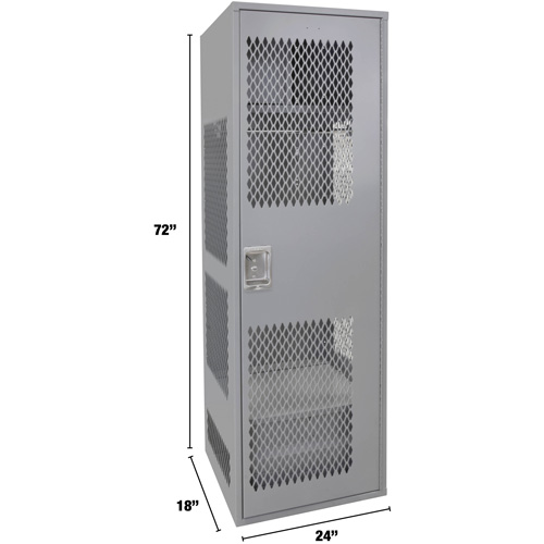 Casier pour &eacute;quipement avec porte, Acier, 24" la x 18" p x 72" h, Gris Par Equipment