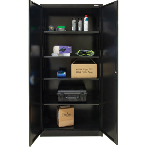 Hi-Boy Storage Cabinet, Steel, 4 Shelves, 72" H x 36" W x 18" D, Black Par Equipment