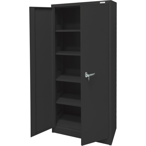 Storage Cabinet, Steel, 4 Shelves, 66" H x 30" W x 15" D, Black Par Equipment