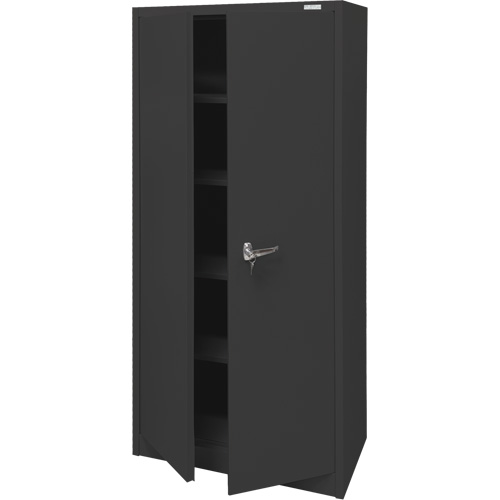 Storage Cabinet, Steel, 4 Shelves, 66" H x 30" W x 15" D, Black Par Equipment
