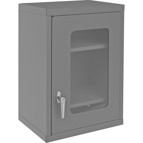 Wall-Mountable Storage Cabinet with Clearview Doors, 26-15/16" H x 18-1/8" W x 13-11/16" D, 2 Shelves, Steel, Grey Par Equipment