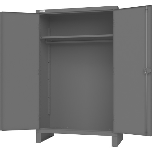 Cabinet with Hanging Bar & Standard Recessed Doors, Steel, 78" H x 48" W x 24" D, Grey Par Equipment