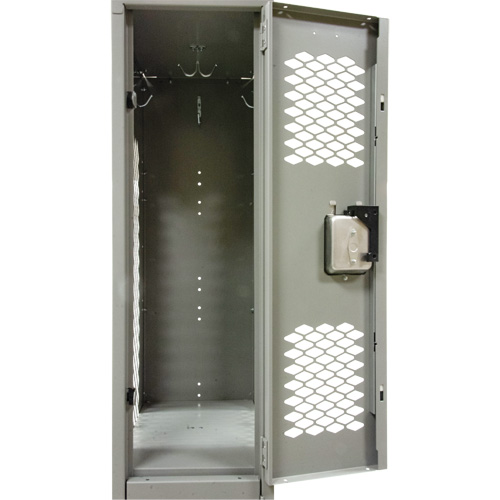 Vented Lockers, 2 -tier, 12" x 18" x 88", Steel, Grey, Knocked Down, Perforated Par Equipment