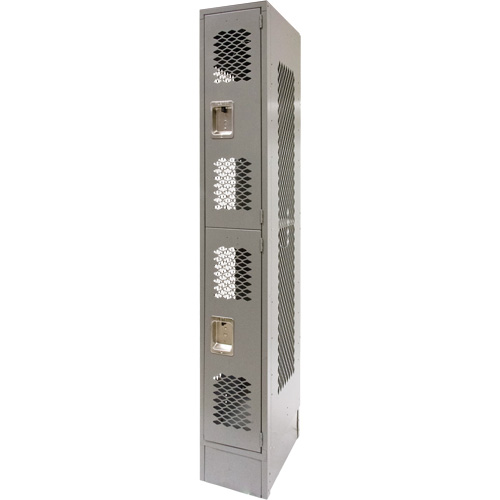 Vented Lockers, 2 -tier, 12" x 18" x 78", Steel, Grey, Knocked Down, Perforated Par Equipment