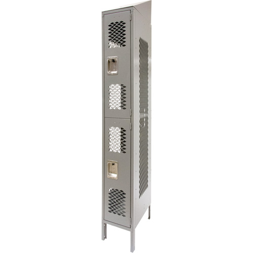 Casiers ventil&eacute;s, 2 niveaux, 12" x 18" x 88", Acier, Gris, D&eacute;mont&eacute;, Perfor&eacute; Par Equipment