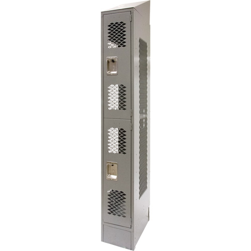 Vented Lockers, 2 -tier, 12" x 18" x 88", Steel, Grey, Knocked Down, Perforated Par Equipment