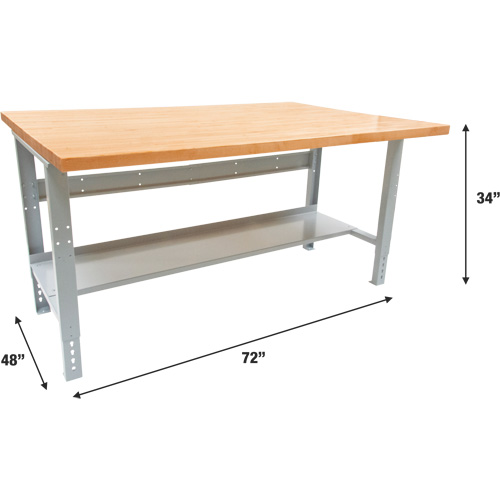 Industrial Modular Workbench, 1000 lbs. Cap., 72" W x 48" D Par Equipment