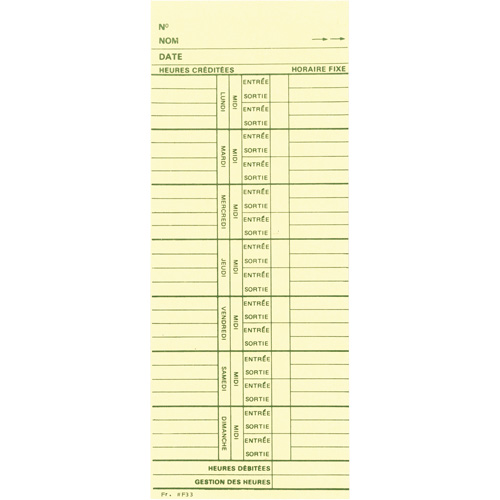 Cartes de temps Par Equipment