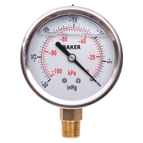 Pressure Gauges, 2-1/2" , 30" Hg-0" Vac., Bottom Mount, Liquid Filled Analogue Par Equipment