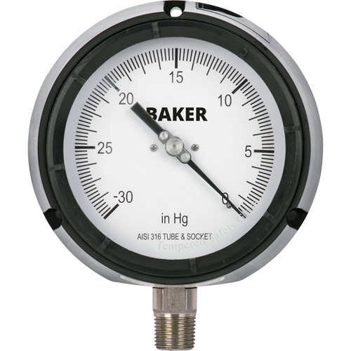 Pressure Gauge, 4-1/2" , 30" 0 Hg Vac., Bottom Mount, Liquid Filled Analogue Par Equipment