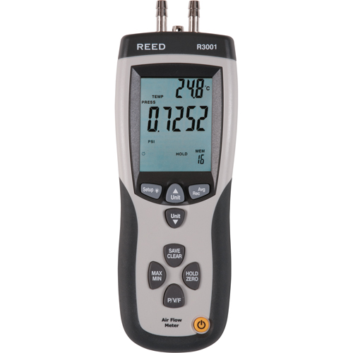 Pitot Tube Anemometer/Differential Manometer with Air Volume, Digital, 0 - 0.752 PSI Par Equipment