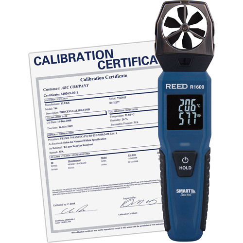 An&eacute;mom&egrave;tre &agrave; h&eacute;lices Bluetooth Smart avec certificat de calibration, Enregistrement des donn&eacute;es, Gamme de v&eacute;locit&eacute; d'air de 0,6 - 25 m/sec/118 - 4921 pi/min/2,1 - 90 km/h/1,3 - 55,9 mi/h Par Equipment