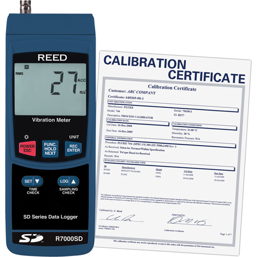 Data Logging Vibration Meter with ISO Certificate, 10% - 85% RH, 32°- 122° F ( 0° - 50° C ) Par Equipment
