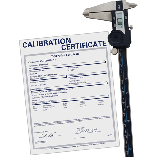 Pied &agrave; coulisse num&eacute;rique avec certificat de traçabilit&eacute;, R&eacute;solution de 0,0005" (0,01 mm), 0" - 12" (0 mm - 300 mm) gamme de mesure Par Equipment
