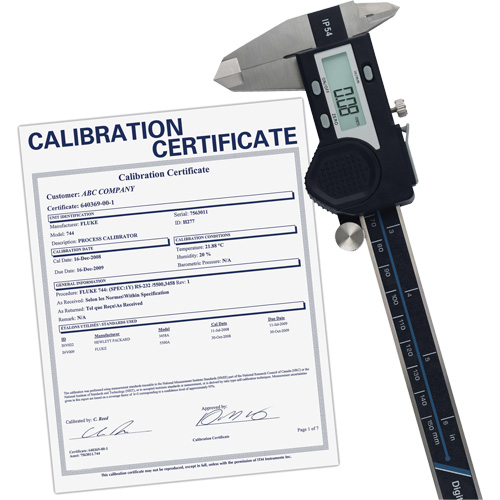 Pied &agrave; coulisse num&eacute;rique de 6" (150 mm) avec certificat de traçabilit&eacute; de l'&eacute;talonnage, R&eacute;solution de 0,0005" (0,01 mm), 0" - 6" (0 mm - 150 mm) gamme de mesure Par Equipment