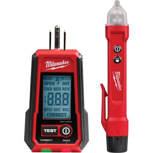 Voltage Detector with LED & GFCI Receptacle Tester Kit, 50 V - 1000 V, Display & Sound Alert Par Equipment