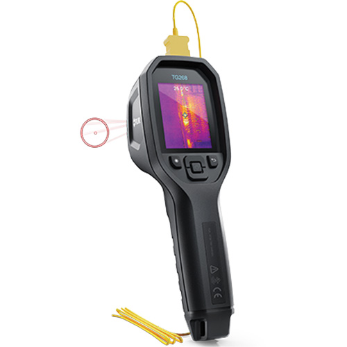 24:1 Spot IR Thermal Imaging Camera with Bullseye Laser & Type K Thermocouple, 160 x 120 pixels, -10° - 45°C (14° - 113°F), 70 mK Par Equipment