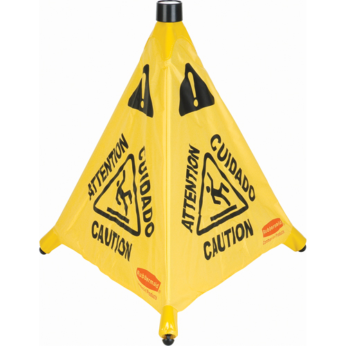 Pop-Up Safety Cone, Trilingual With Pictogram Par Equipment