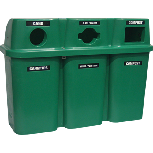 Recycling Containers Bullseye, Curbside, Plastic, 3 x 22 US Gal. Par Equipment