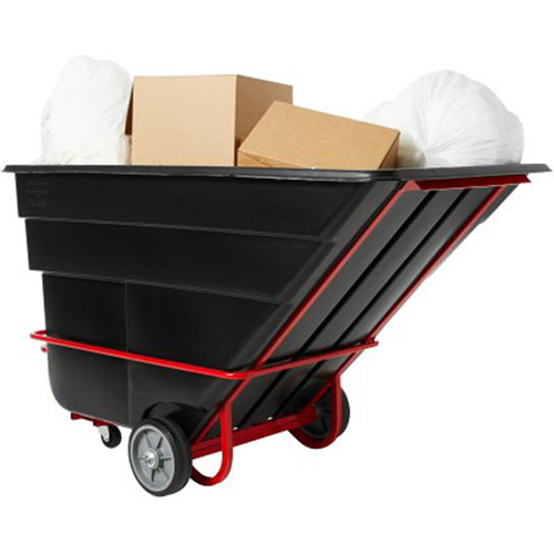 Chariot basculeur en acier, Plastique recycl&eacute; noir, 1/2 vg³, Capacit&eacute; de charge de 1400 lb Par Equipment