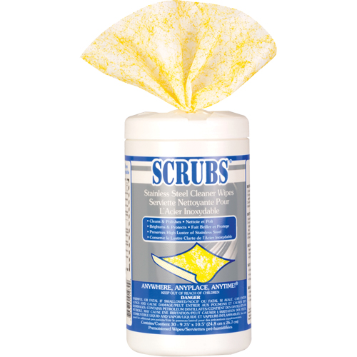 Lingettes nettoyantes pour l'acier inoxydable, 30 lingettes, 10-1/2" x 9-3/4" Par Equipment